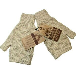 NWT Andes Gifts Hand Knit GLOVES Cream Alpaca Cotton Blend Open Fingers